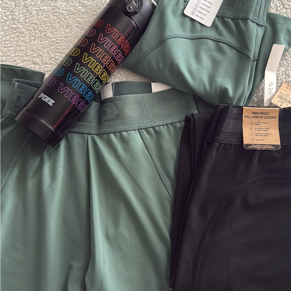 Victoria's Secret Green and Black Leggings Set